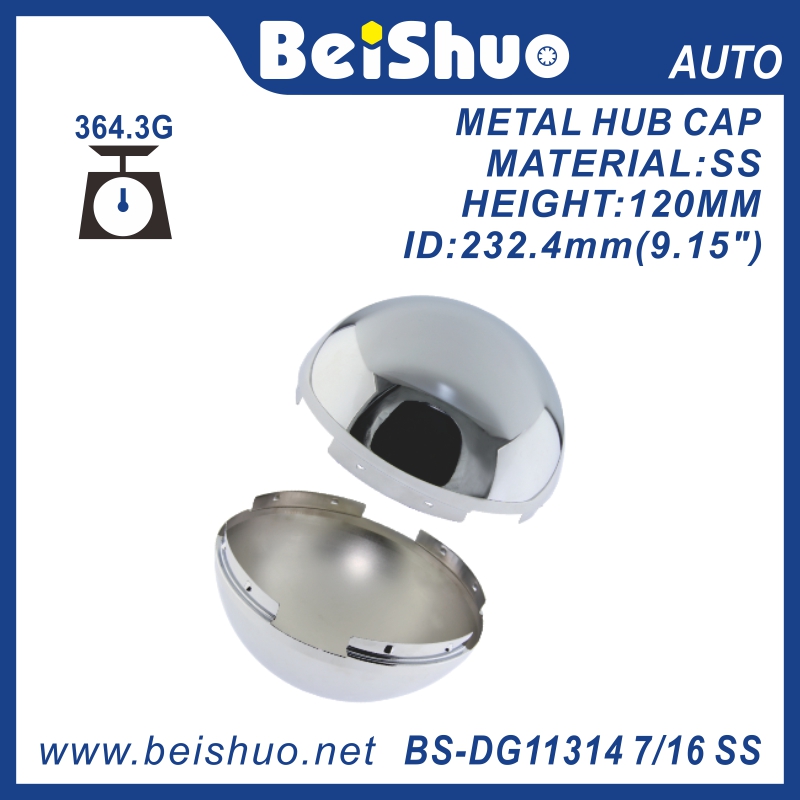BS-DG11314 7/16 CS/SS Chrome Metal Wheel Hub Cap