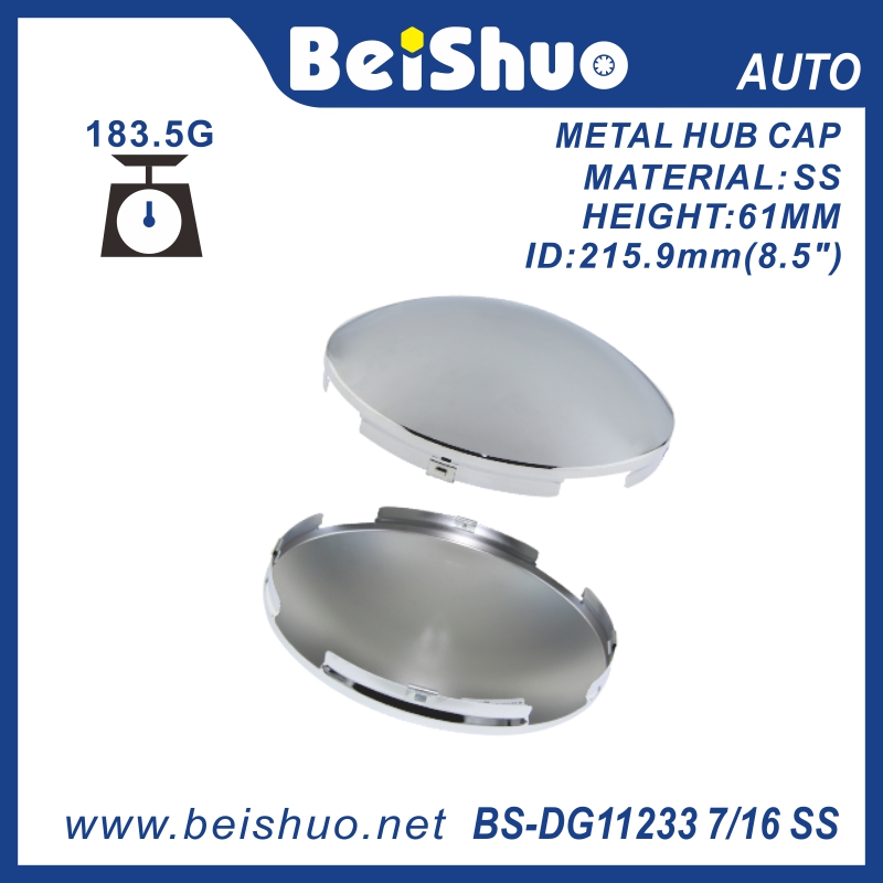 BS-DG11233 7/16 CS/SS Semi Truck Metal Front Hub Cap