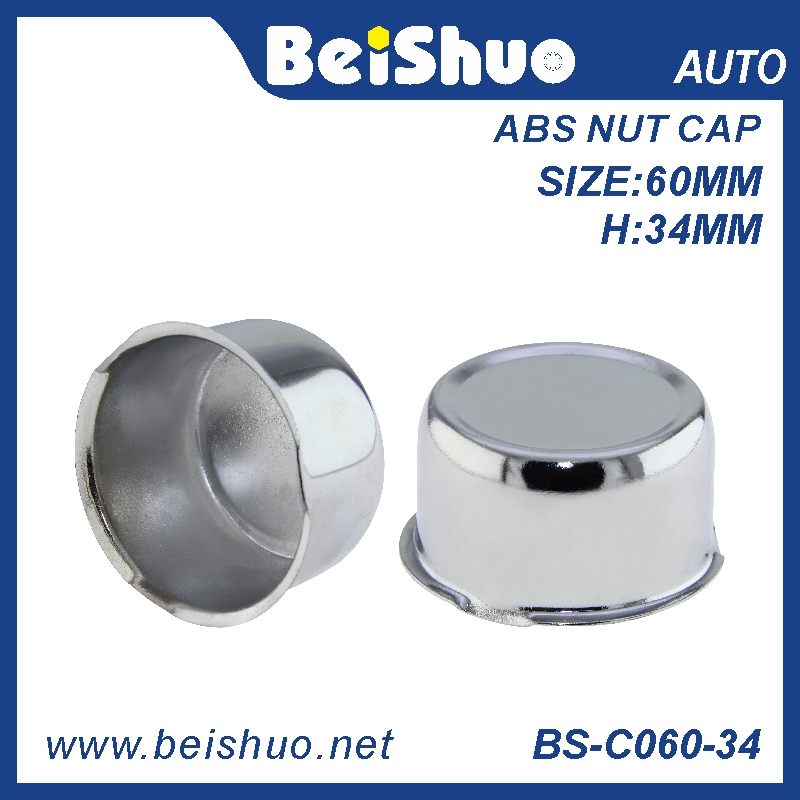 BS-C060-34 Chrome Center Caps Push Through Hub Cap for Trailers Wheel Rims