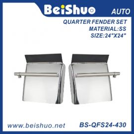 BS-QFS24-430  24" x 24" Stainless Steel Quarter Fender Set with Triangle Bracket