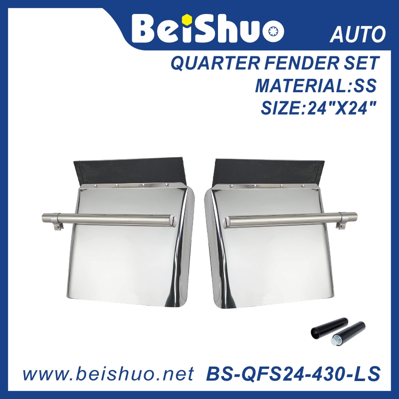 BS-QFS24-430-LS 24" x 24" Stainless Steel Quarter Fender Set with Mounting Bolt Bracket