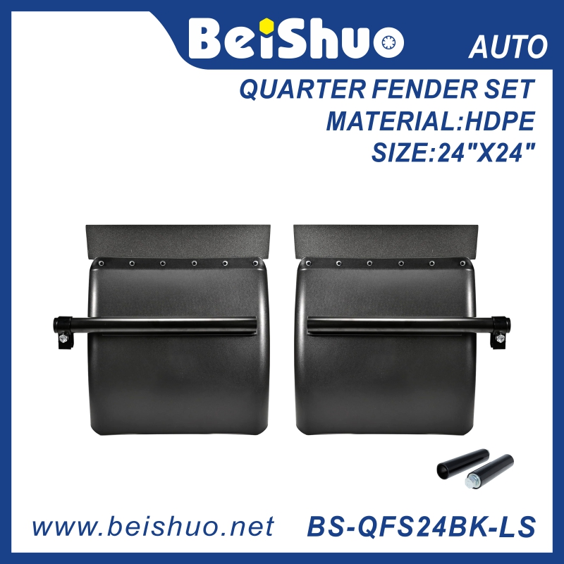 BS-QFS24BK-LS Black Plastic Quarter Fender Set with Mounting Bolt Bracket