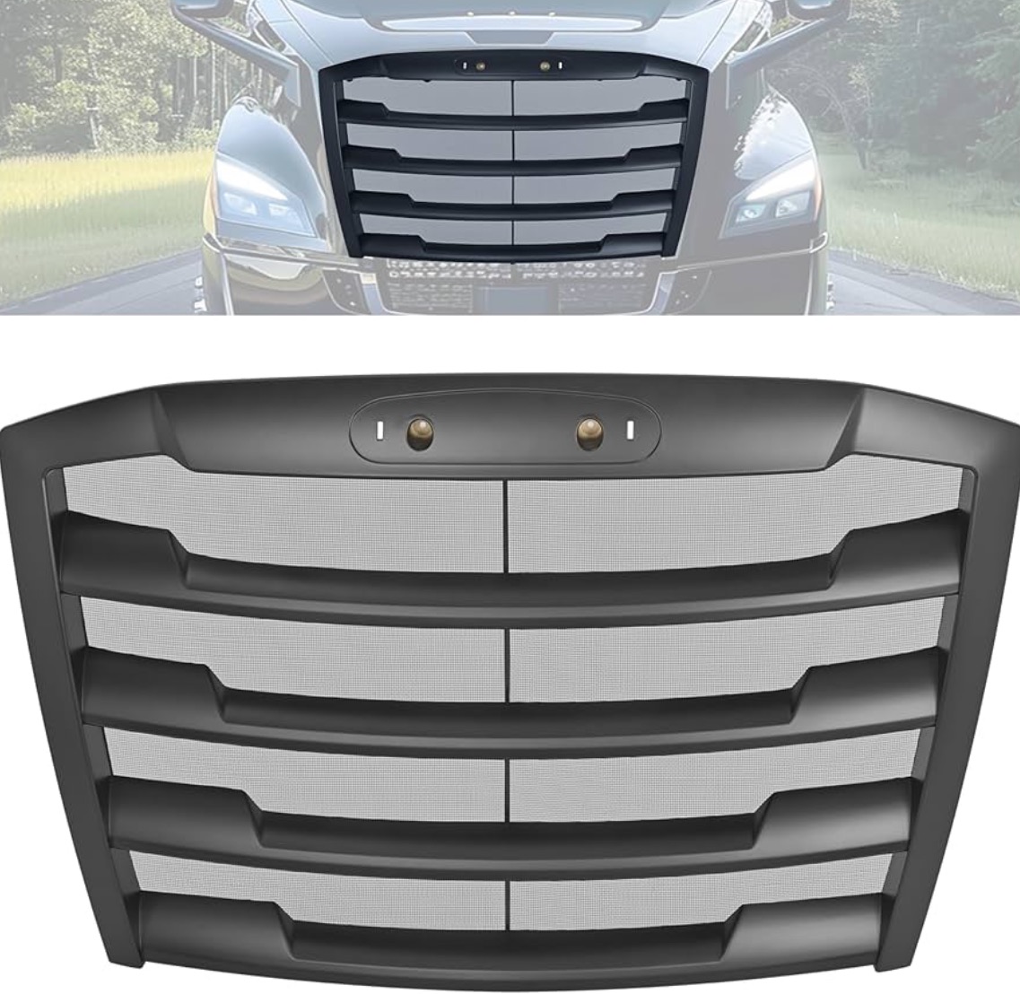 BS-FR-102BK CHROME GRILLE WITH BUGSCREEN for NEW FREIGHTLINER CASCADIA 2018-2024