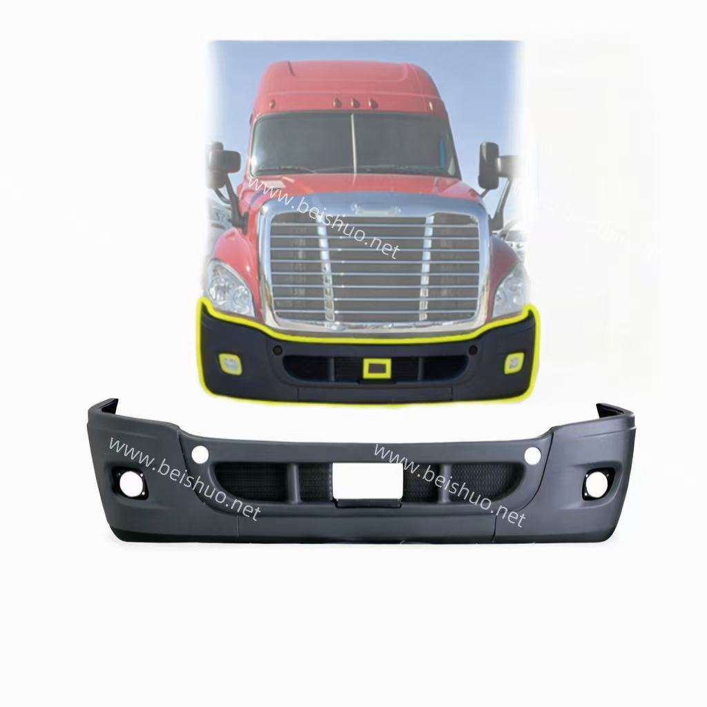 BS-FR-201 Freightliner Cascadia 2008-2017 Complete Front Bumper ,PP Plastic,with Fog Light Hole Black