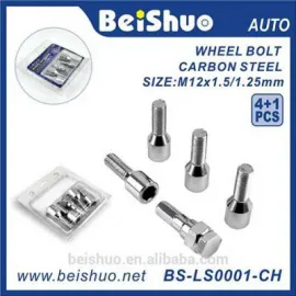 BS-LS0001-CH 2016 cheap price 4pcs car alloy steel wheel lock set wheel hub bolts lock with key set