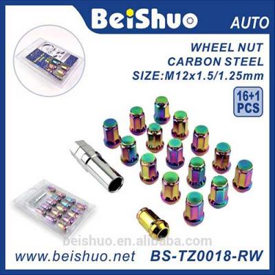 BS-TZ0018-RW Auto M12 x 1.5mm Steel Racing Car Wheel Lock Nuts