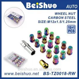 BS-TZ0018-RW Auto M12 x 1.5mm Steel Racing Car Car Wheel Lock Nuts