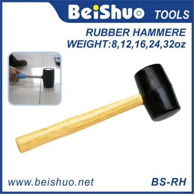 BS-RH Black Rubber Mallet with Wooden Handle