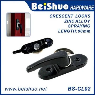 BS-CL02 Zinc Alloy Black Casement Window Crescent Sash Lock Latch Fastener