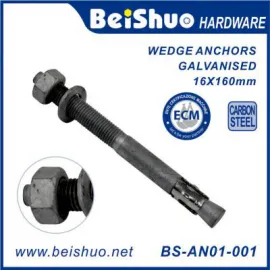 BS-AN01-001 M16X160 High Strength Cheap Price Self Drilling Carbon Steel Wedge Anchor