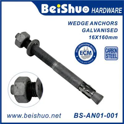 BS-AN01-001 M16X160 High Strength Cheap Price Self Drilling Carbon Steel Wedge Anchor