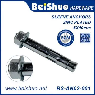 BS-AN02-001 M8X40 Hex Head Sleeve Anchor Carbon Steel with Zinc Plating