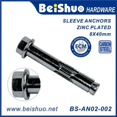 BS-AN02-002 M8X40 Carbon Steel Hex Nut Sleeve Anchor Expansion Bolt Screw