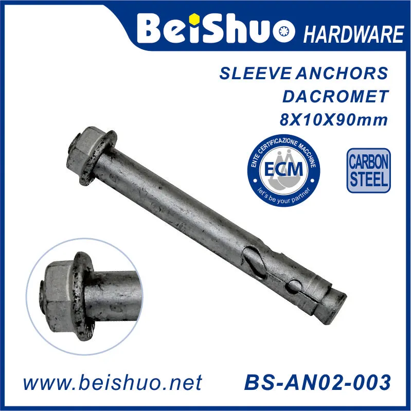 BS-AN02-003 8x10x90 Expansion Sleeve Anchor Bolts Screws Nuts with Dacromet Plated