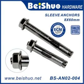 BS-AN02-004 M8X60 Stainless Steel Threaded Expansion Bolt Sleeve Anchors Screws