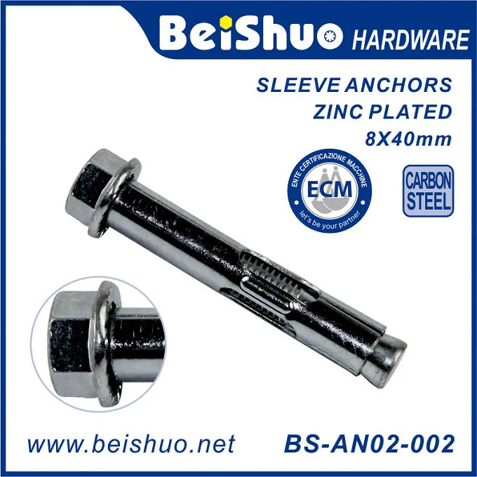 BS-AN02-004 M8X60 Stainless Steel Threaded Expansion Bolt Sleeve Anchors Screws