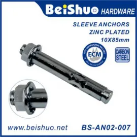 BS-AN02-007 M10X85 Carbon Steel Hex Nut Sleeve Expansion Anchor Bolts