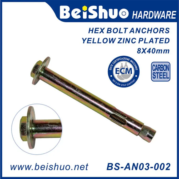 BS-AN03-001 M10X150 China Factory Carbon Steel with Zinc Plating,Hex Bolt Anchor