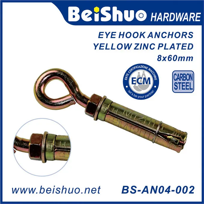 BS-AN04-001 6X8X40MM Eye Hook Type Sleeve Anchor Yellow Zinc Plated