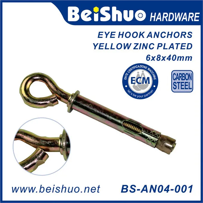 BS-AN04-003 8x10x60mm Metal Sleeve Shield Anchor Expansion Closed Hook Eye Bolt