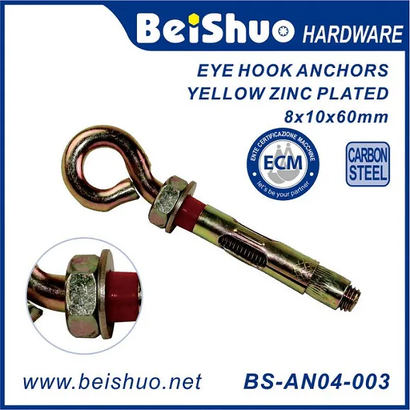 BS-AN04-004  Carbon Steel Sleeve Shield Anchor Expansion Opened Hook Eye Bolt