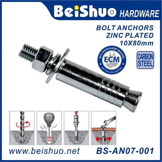 BS-AN07-001 Carbon Steel Bolt Anchor with washer for Cracked and Uncracked Concrete
