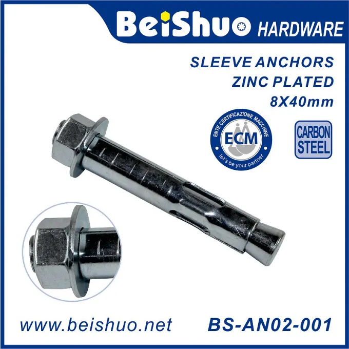 BS-AN07-001 Carbon Steel Bolt Anchor with washer for Cracked and Uncracked Concrete