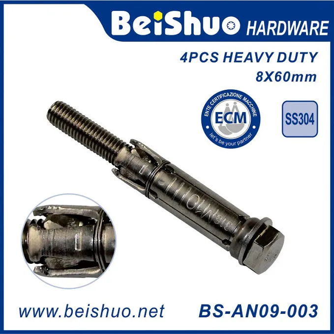 BS-AN09-006 High Quanlity Carbon Steel 4PCS-Sleeve Anchor with Bolts & Washer