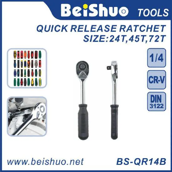BS-QR12B Quick Release Reversible Ratchet Wrench with Rubber Covered Handle