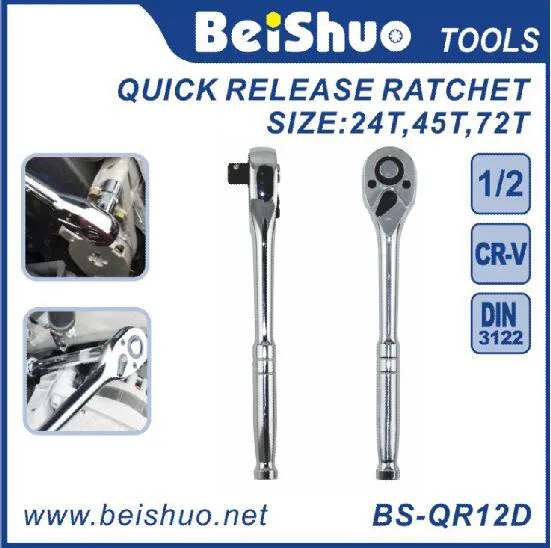 BS-QR12D Polished Combination Universal Standard Quick Release Ratchet Wrench