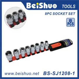 BS-SJ1208-1 Great Tool 1/2''&1/4''&3/8'' Socket Set Matched Clip-on Storage Rail