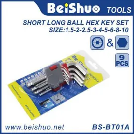 BS-BT01A 9pcs Short Ball End Allen Hex Key Wrench Set