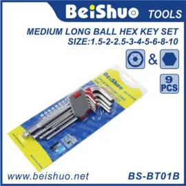BS-BT01C 9pcs Medium Ball End Allen Hex Key Wrench Set