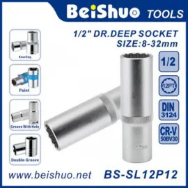 BS-SL12P12 China factory,high quanlity,Fullsize 1/2-Inch Drive Deep Standard Socket