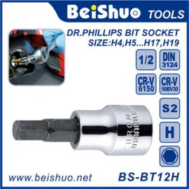 BS-BT12H 1/2"Dr. CRV material Hex Bit Socket Hand tool Screwdriver wrench bit