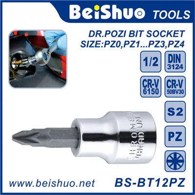 BS-BT12PZ Hot sell 1/2"Dr. CRV Pozi Bit Socket Hand tool Screwdriver wrench