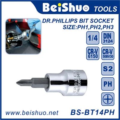 BS-PT14PH 1/4"Dr. CRV PH Head Phillips Bit Socket