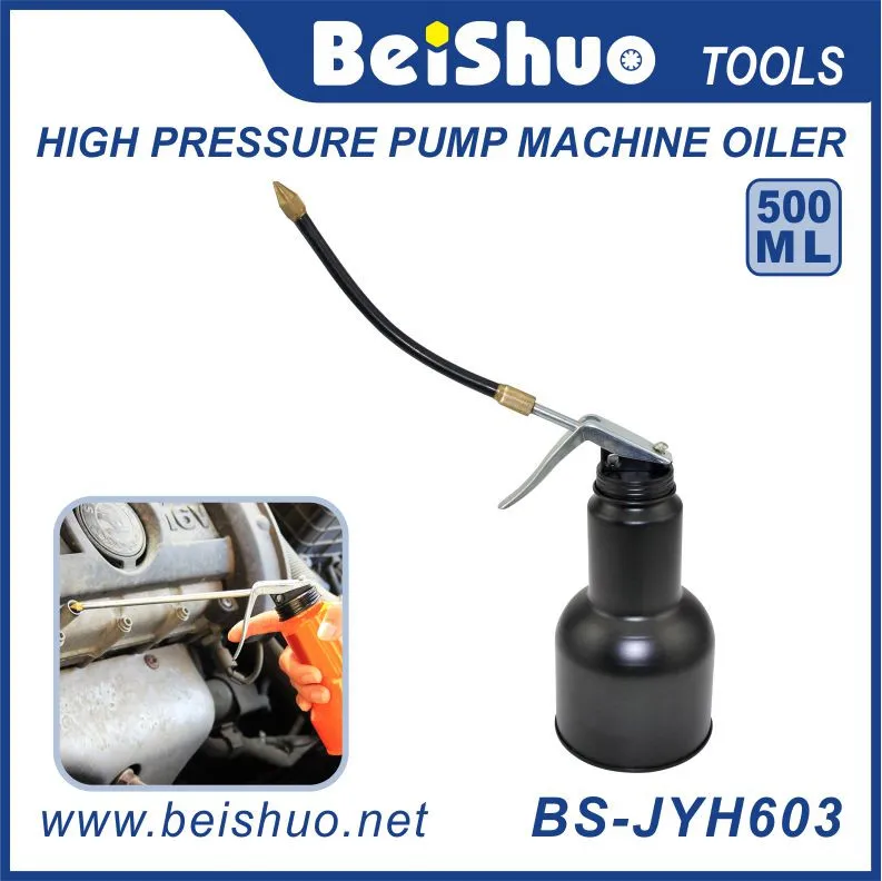BS-JYH603 500ml Iron Steel High Pressure Pump Oiler Lubrication Oil Can