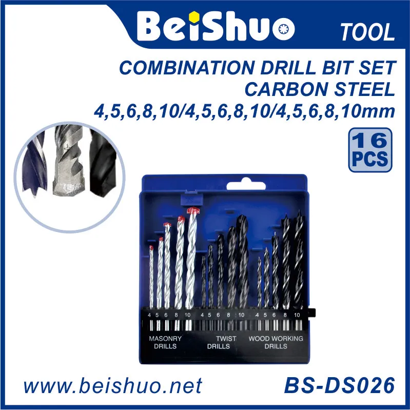 BS-DS022 Low Price Supermarket Hot Sale 16PCS Combination Drill Bits Set