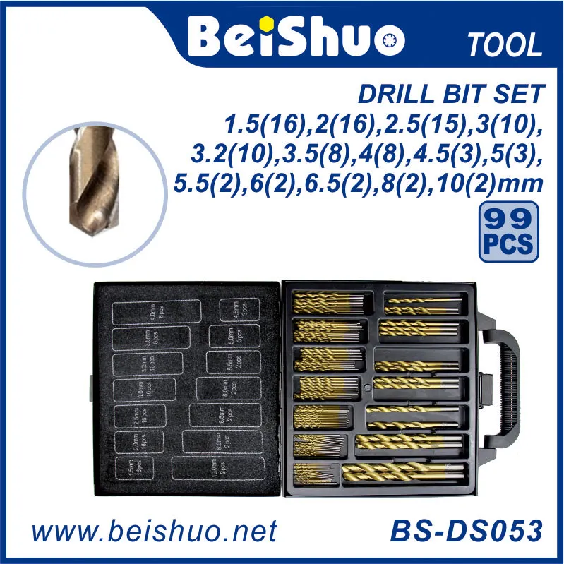 BS-DS053 99 PCS Twist Drill Bits Set with Plastic Box