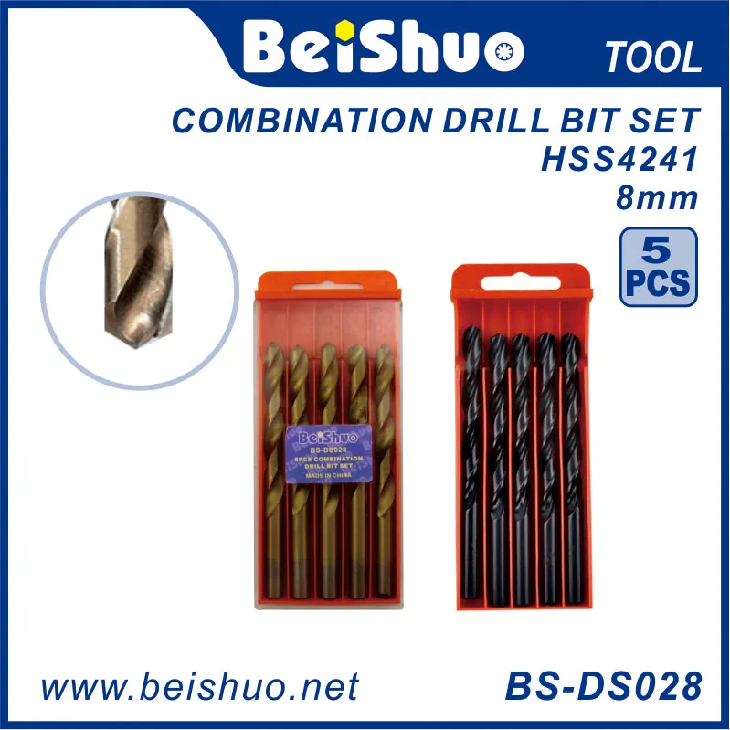 BS-DS052 5PC Plastic Box Twist Drill Bits & Masonry Drill Bits & Wood Drill Bits