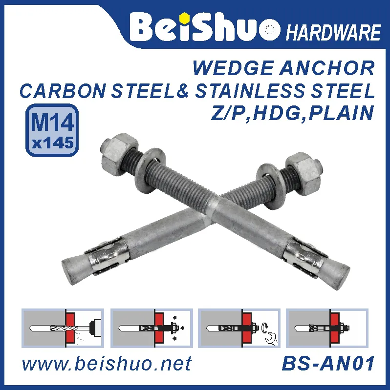 BS-AN01 M14 carbon steel wedge anchor with washer galvanised