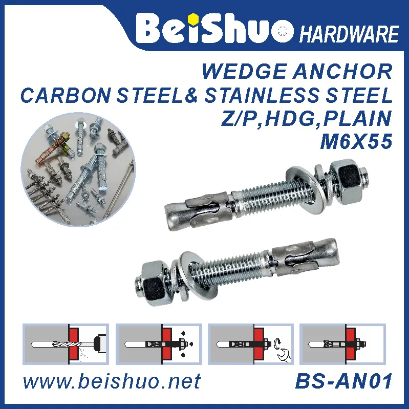 BS-AN01-C M6 Carbon steel Z/P,HDG wedge anchor