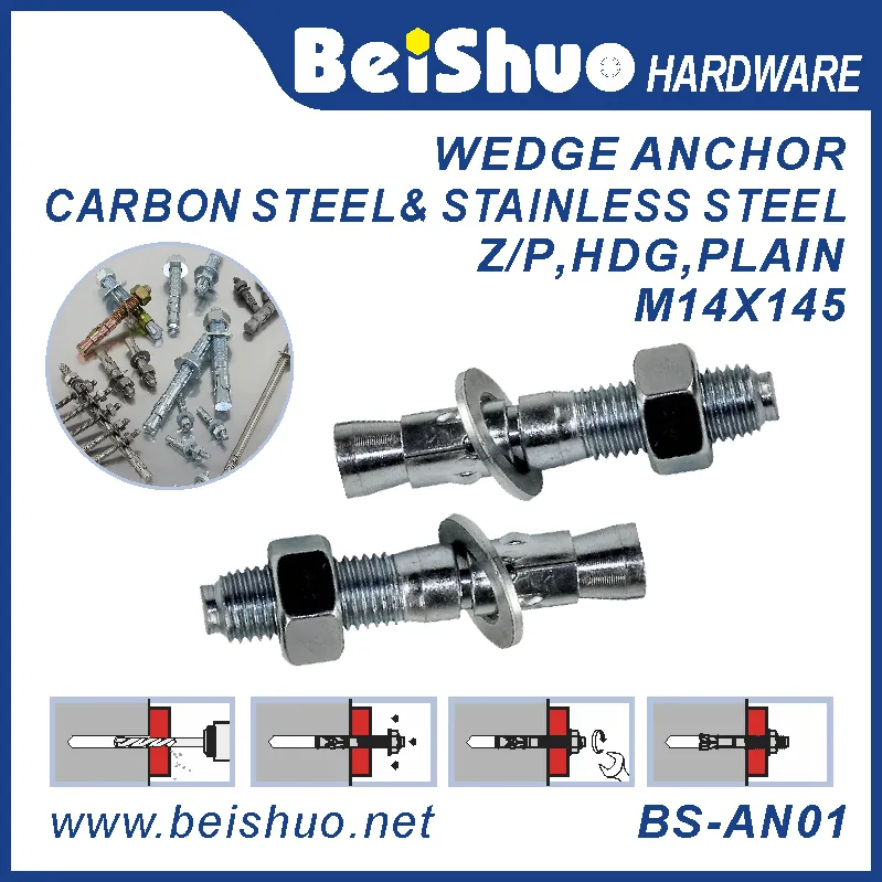 BS-AN01-D M14 Carbon steel Zinc plated provides strong  wedge anchor