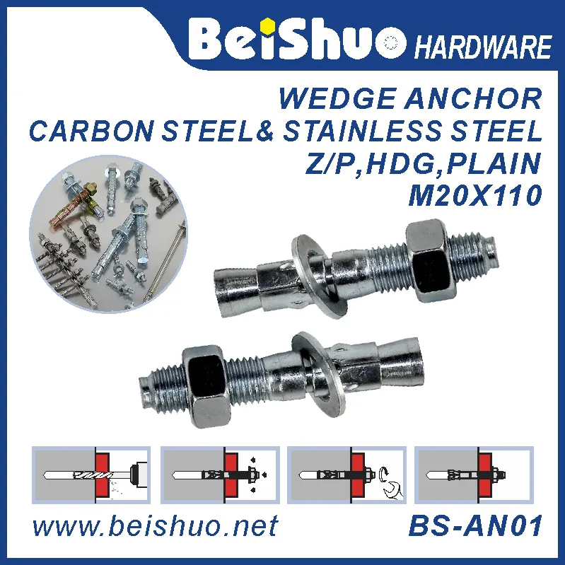 BS-AN01-D M20 Carbon steel Zinc plated provides strong  wedge anchor