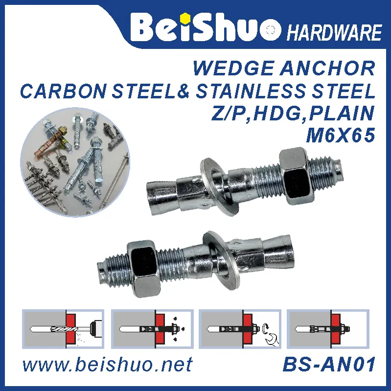 BS-AN01-D M6 Carbon steel Zinc plated provides strong  wedge anchor