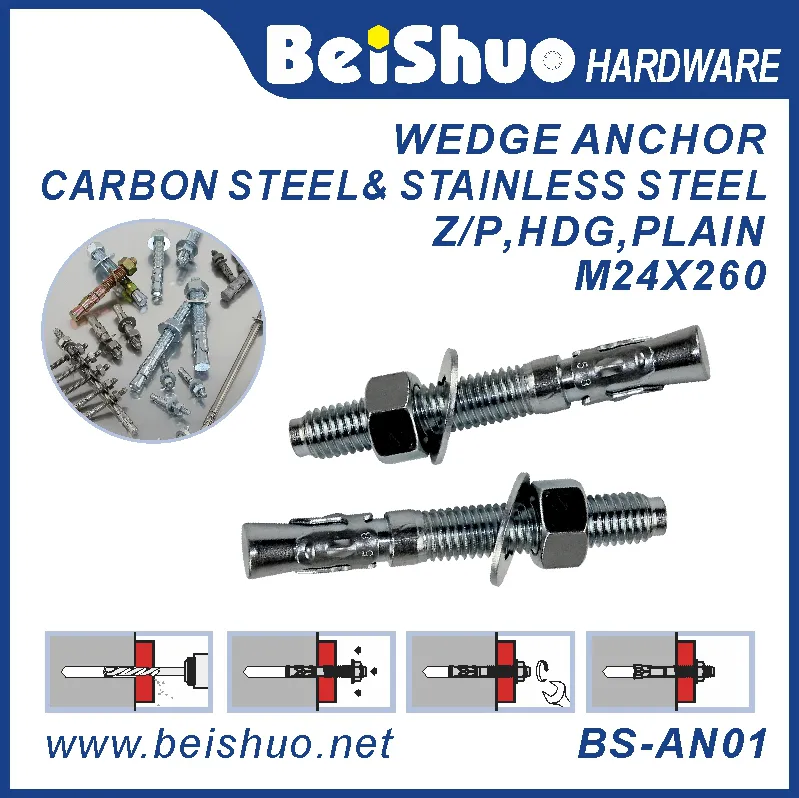 BS-AN01-E M24 Carbon steel Z/P,HDG plain provides strong  wedge anchor
