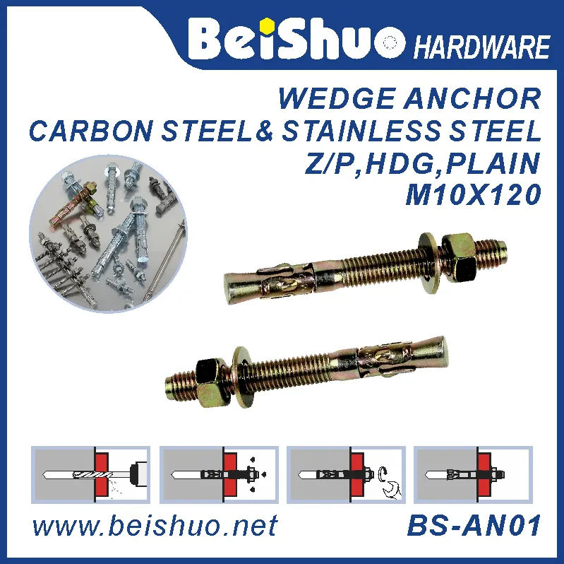 BS-AN01-F M10 Carbon steel Zinc plated provides strong  wedge anchor