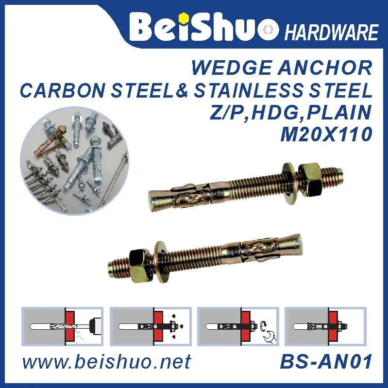 BS-AN01-F M20 Stainless steel Zinc plated provides strong  wedge anchor