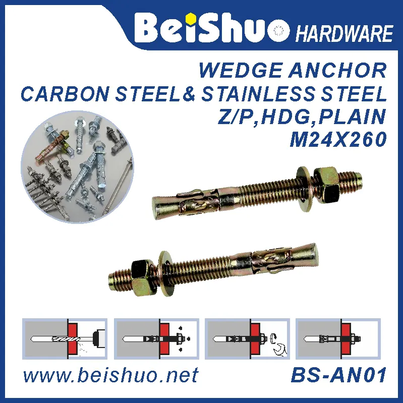 BS-AN01-F M24 Stainless steel Zinc plated provides strong  wedge anchor